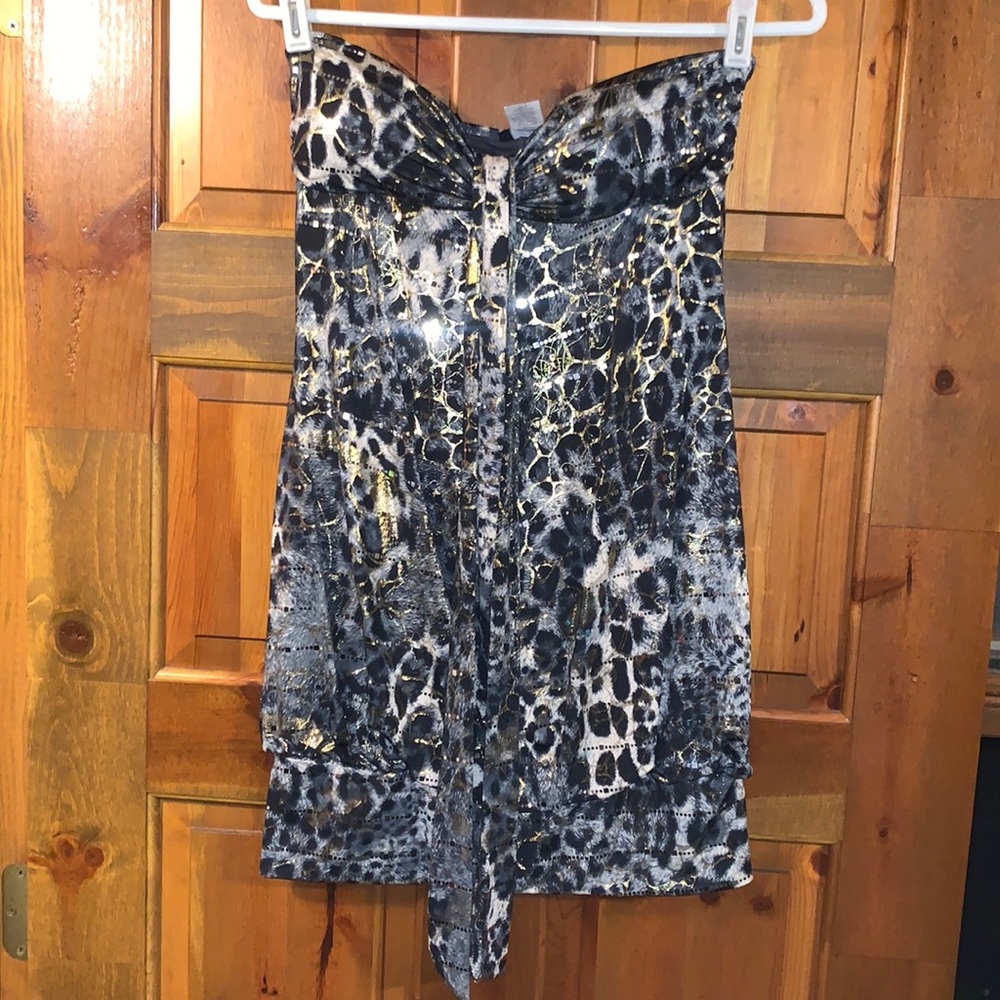 Taboo Short Strapless Animal Print Dress